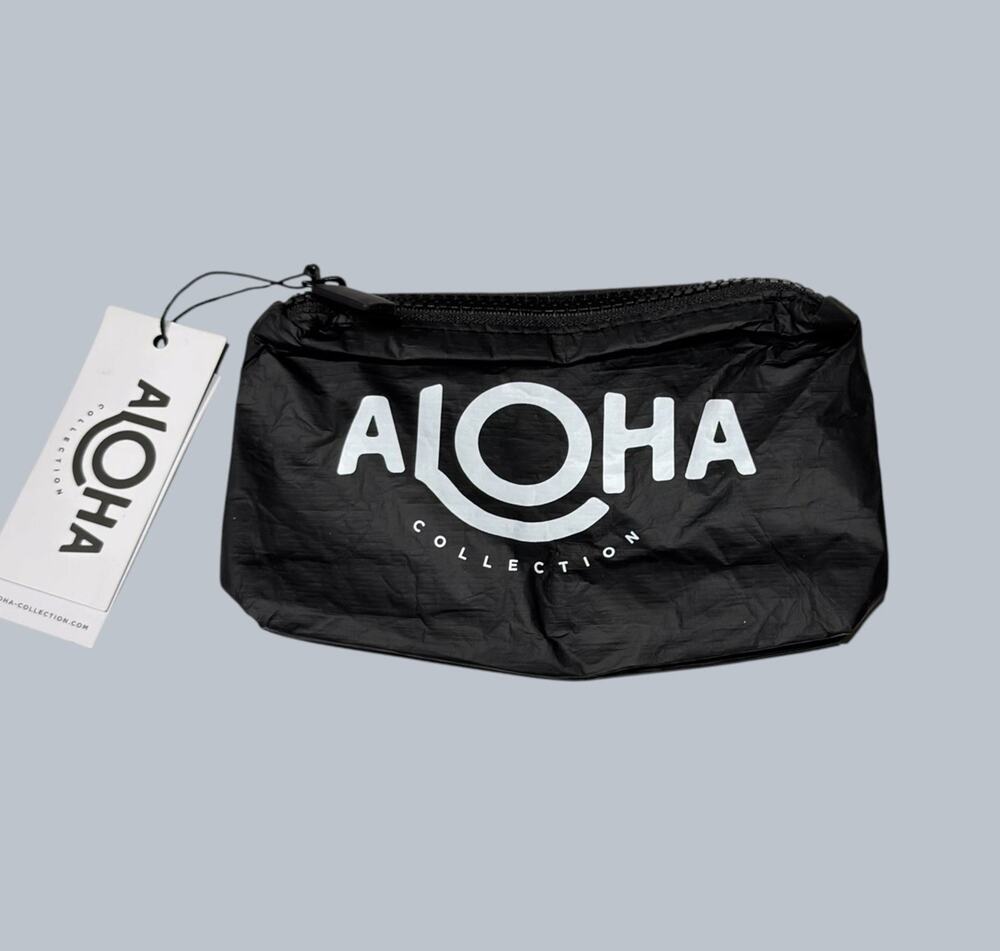 Aloha Collection Small Mini Pouch Black/White Splash Proof Travel Bag NWT